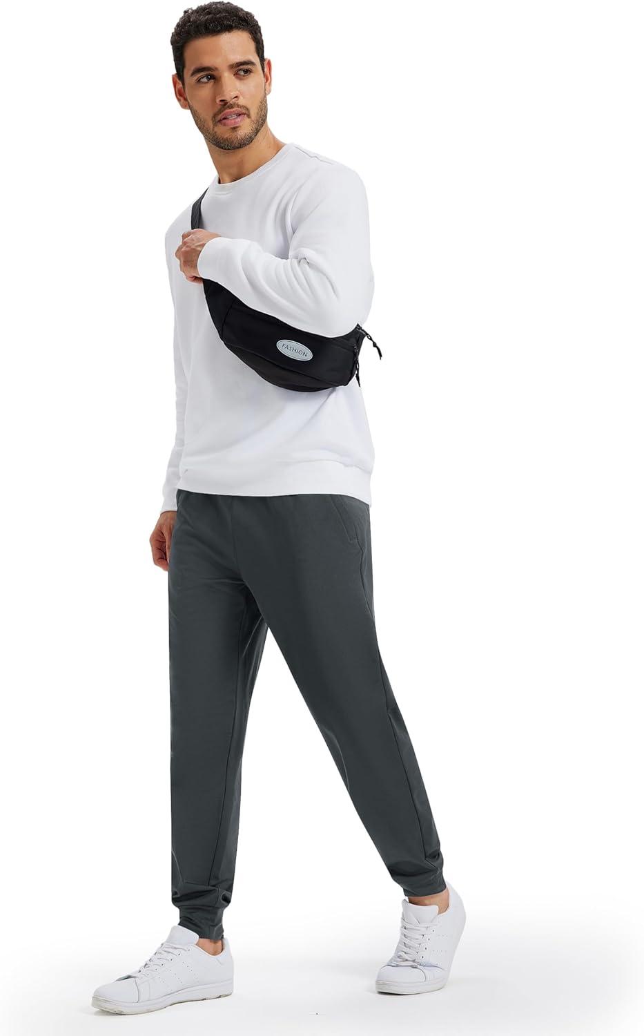 imageMAGCOMSEN Mens Fleece Joggers with Pockets Winter Warm Pants Workout Athletic Gym Sweatpants for MenDark Grey