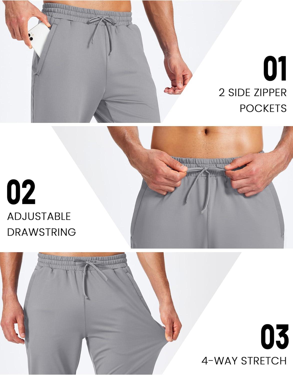 imageMAGCOMSEN Mens Fleece Joggers with Pockets Winter Warm Pants Workout Athletic Gym Sweatpants for MenLight Grey