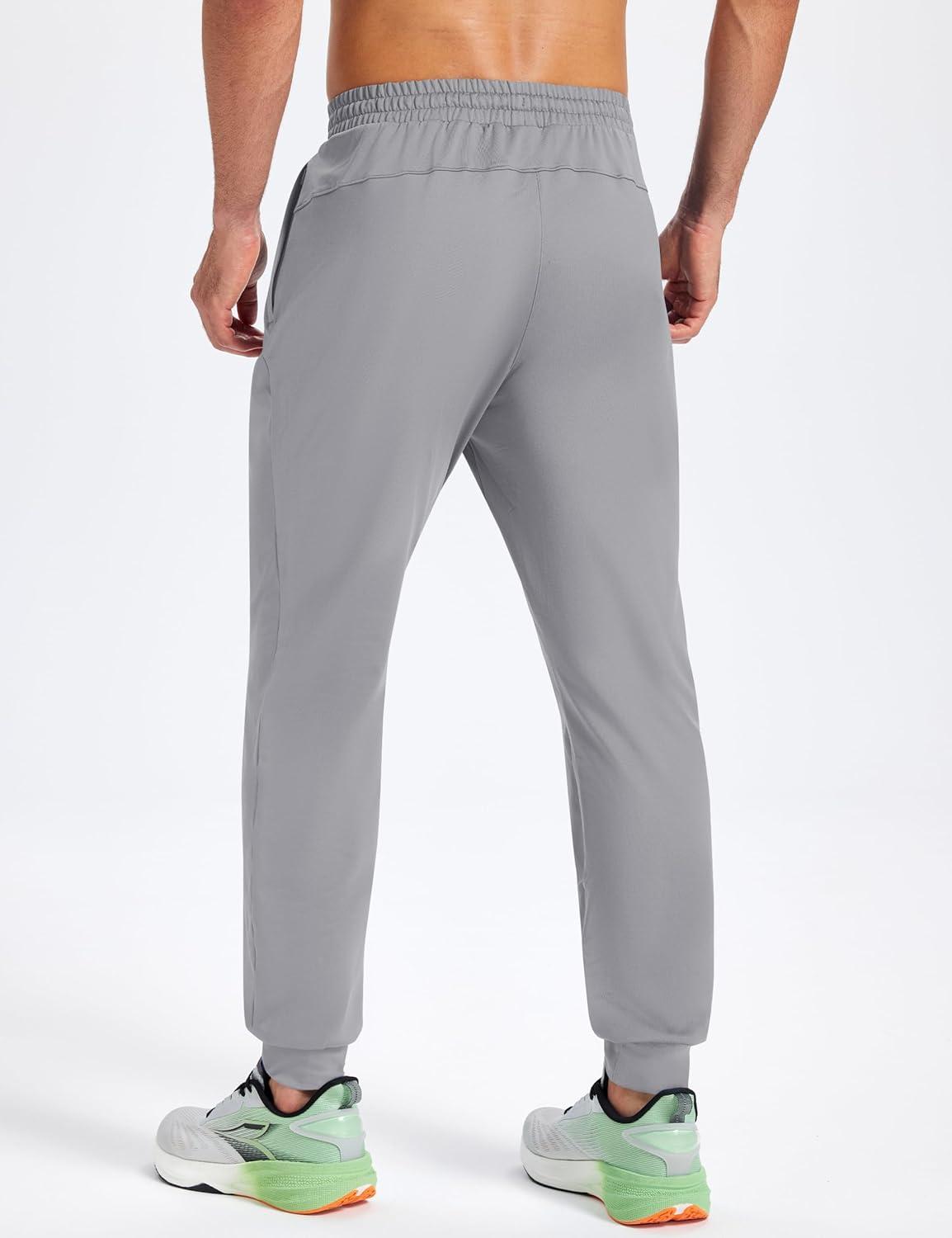 imageMAGCOMSEN Mens Fleece Joggers with Pockets Winter Warm Pants Workout Athletic Gym Sweatpants for MenLight Grey