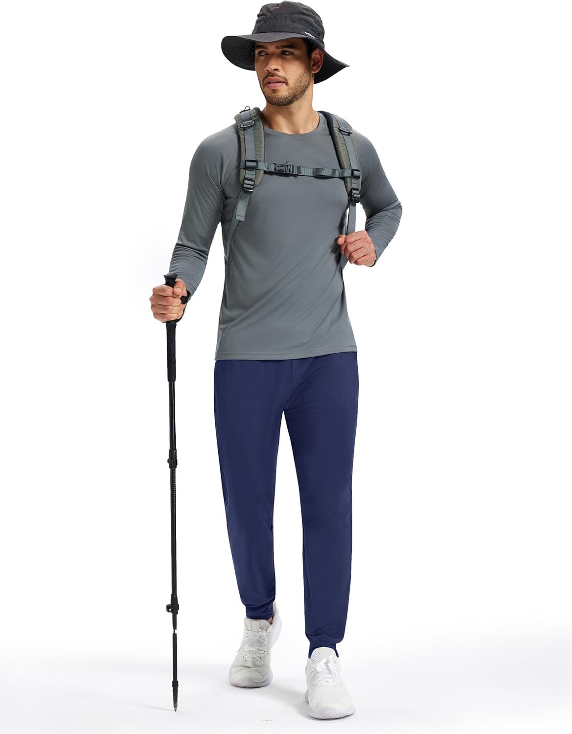 imageMAGCOMSEN Mens Fleece Joggers with Pockets Winter Warm Pants Workout Athletic Gym Sweatpants for MenNavy