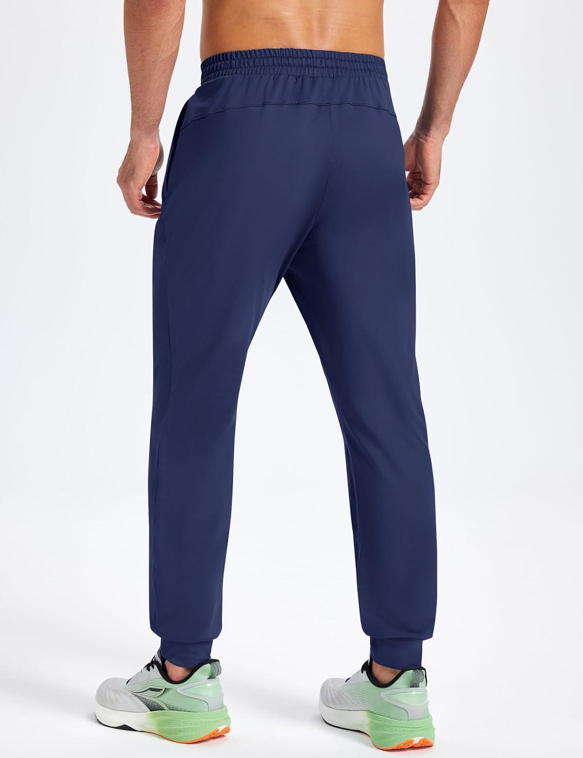 imageMAGCOMSEN Mens Fleece Joggers with Pockets Winter Warm Pants Workout Athletic Gym Sweatpants for MenNavy