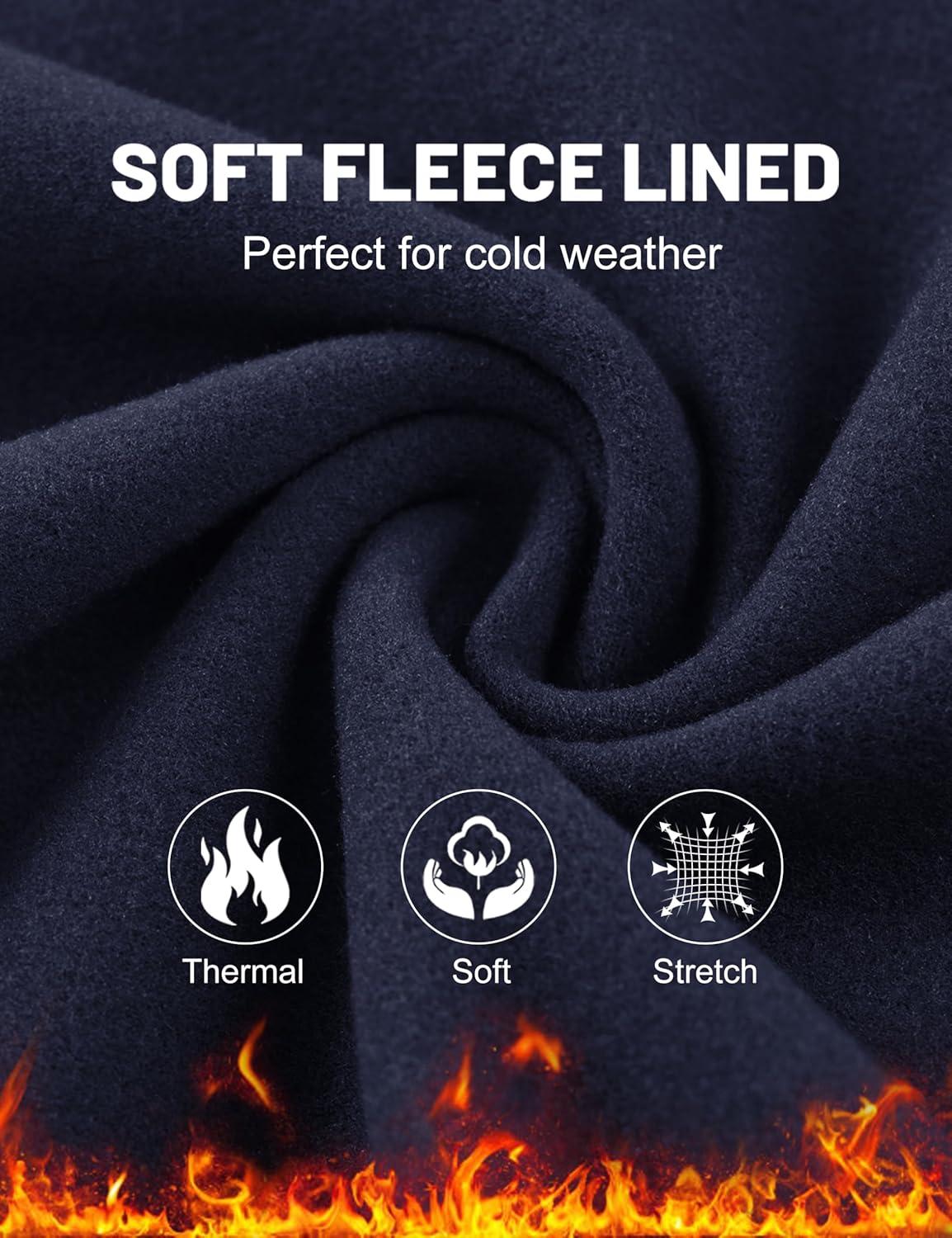 imageMAGCOMSEN Mens Fleece Joggers with Pockets Winter Warm Pants Workout Athletic Gym Sweatpants for MenNavy