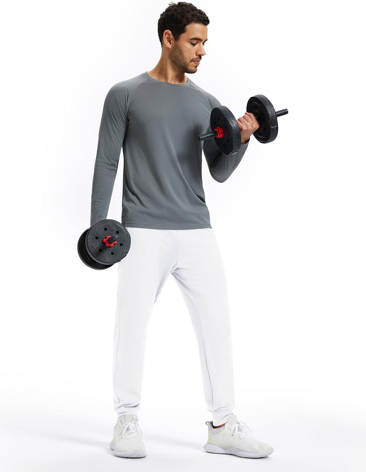 imageMAGCOMSEN Mens Fleece Joggers with Pockets Winter Warm Pants Workout Athletic Gym Sweatpants for MenWhite