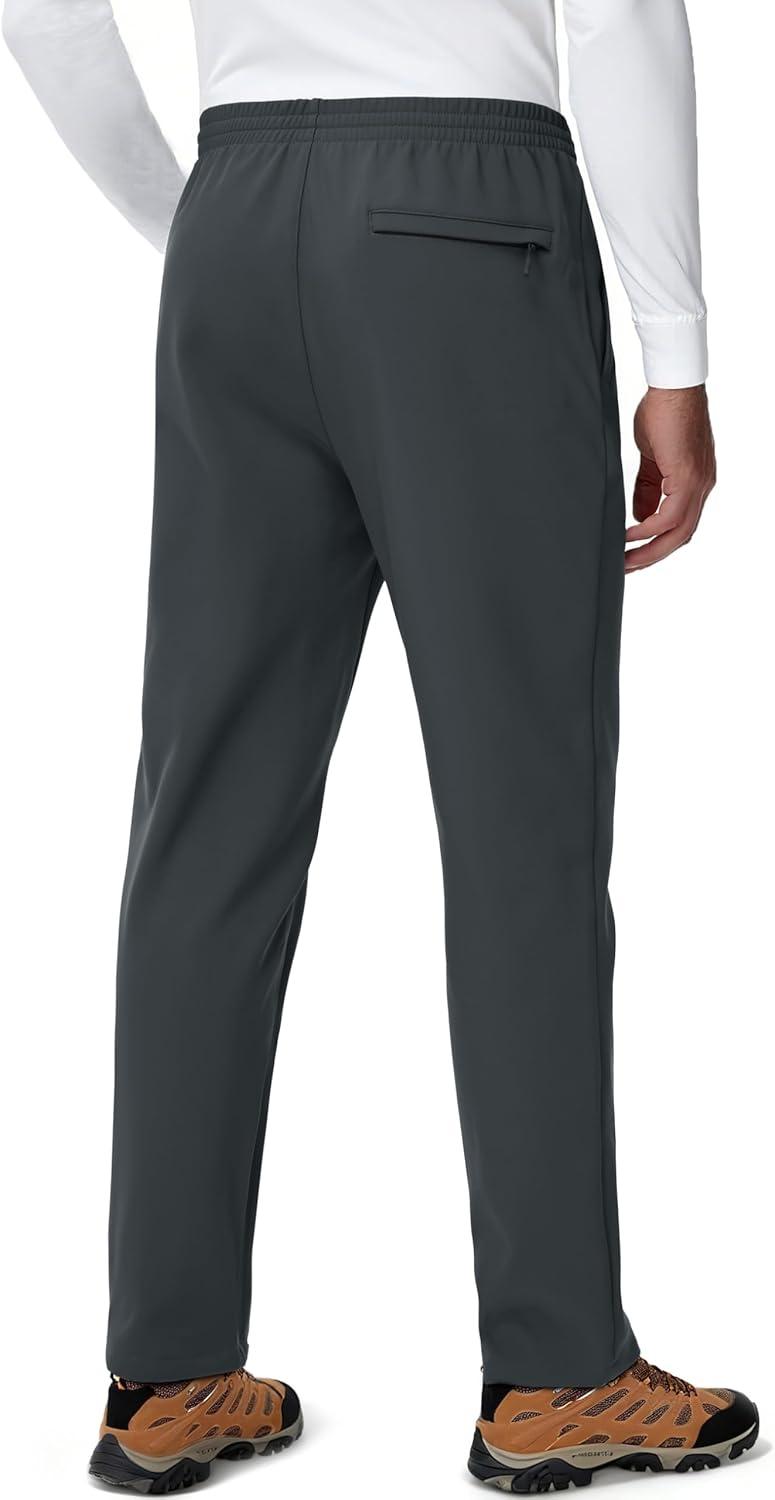 imageMAGCOMSEN Mens Fleece Lined Sweatpants with Zipper Pockets Athletic Workout Running Winter Water Resistant PantsDark Grey