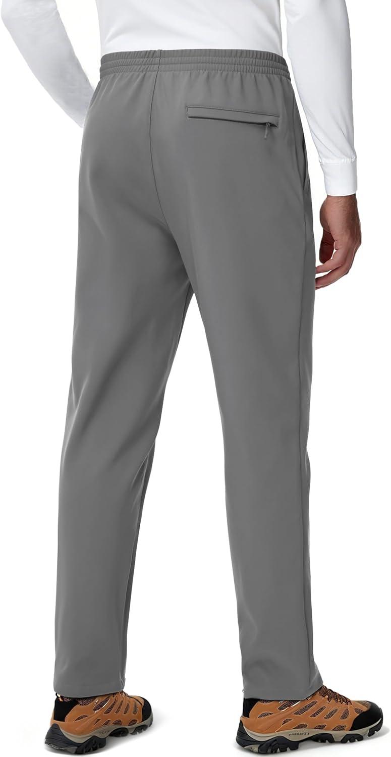 imageMAGCOMSEN Mens Fleece Lined Sweatpants with Zipper Pockets Athletic Workout Running Winter Water Resistant PantsMedium Grey