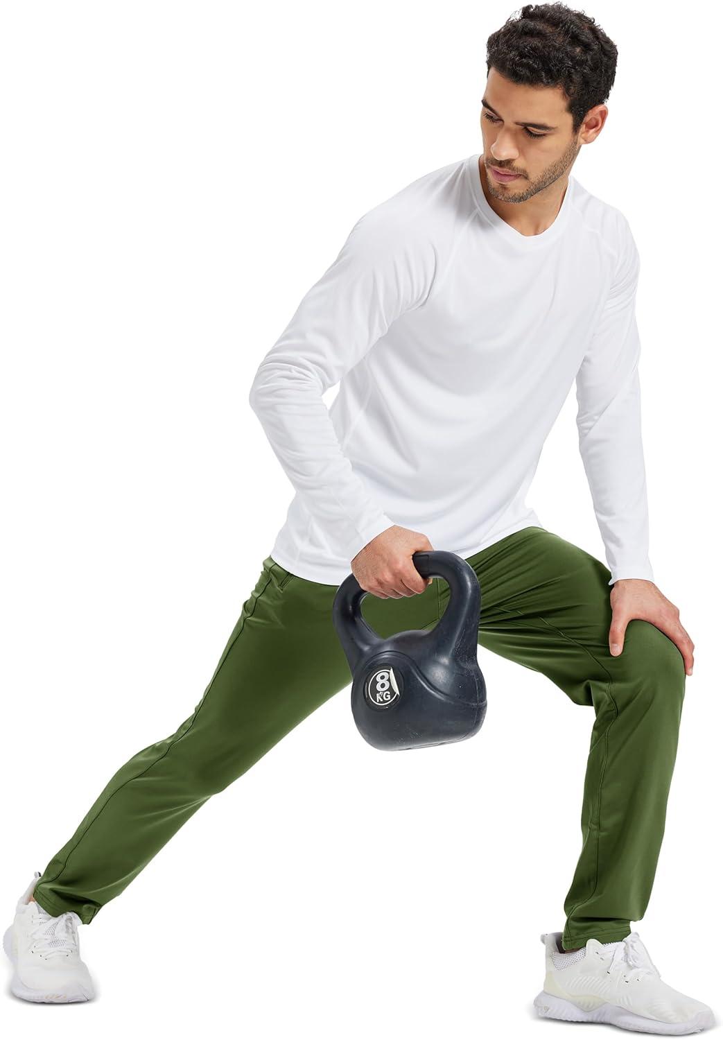 imageMAGCOMSEN Mens Fleece Lined Winter Warm Pants Water Resistant Workout Athletic Casual Sweatpants with 3 Zipper PocketsArmy Green