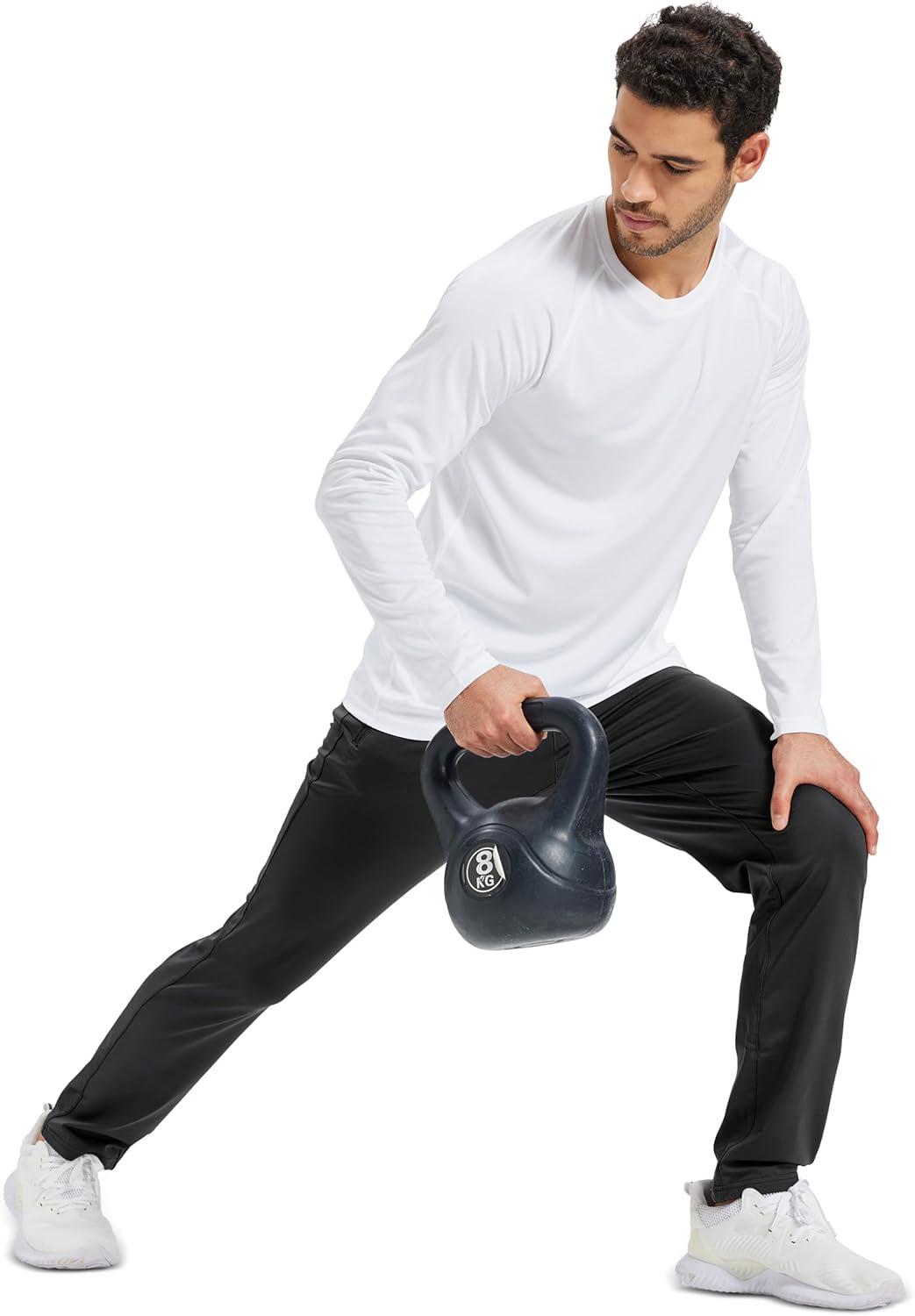 imageMAGCOMSEN Mens Fleece Lined Winter Warm Pants Water Resistant Workout Athletic Casual Sweatpants with 3 Zipper PocketsBlack