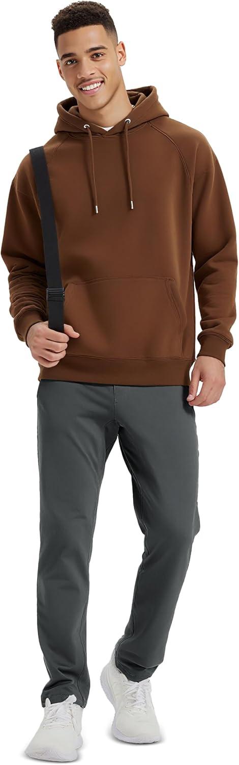 imageMAGCOMSEN Mens Fleece Lined Winter Warm Pants Water Resistant Workout Athletic Casual Sweatpants with 3 Zipper PocketsDark Grey