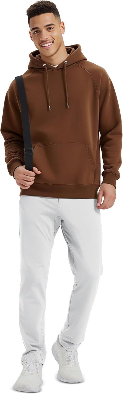 imageMAGCOMSEN Mens Fleece Lined Winter Warm Pants Water Resistant Workout Athletic Casual Sweatpants with 3 Zipper PocketsWhite
