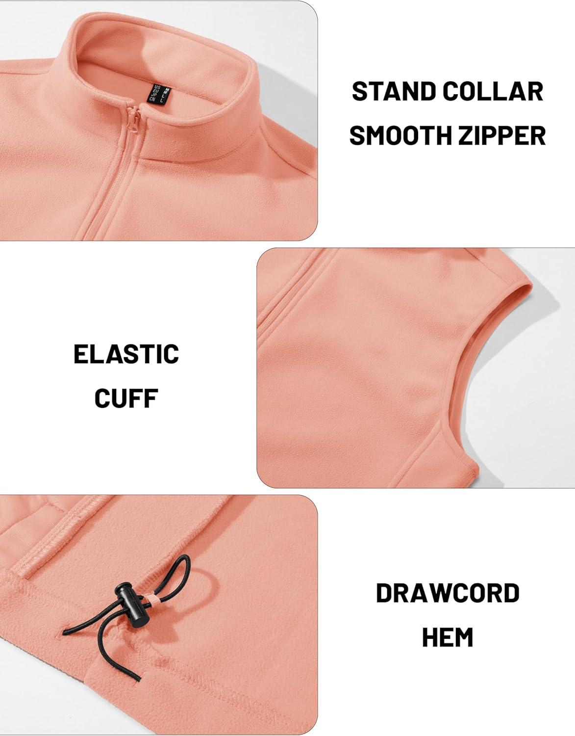 imageMAGCOMSEN Mens Fleece Vest Lightweight Zip Up Winter Vests Outerwear Warm Polar Sleeveless Jacket with Pockets Casual GolfApricot