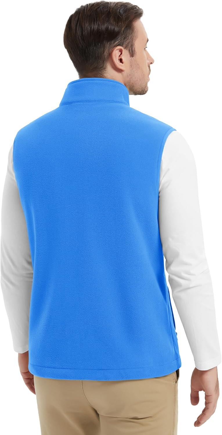 imageMAGCOMSEN Mens Fleece Vest Lightweight Zip Up Winter Vests Outerwear Warm Polar Sleeveless Jacket with Pockets Casual GolfAzure