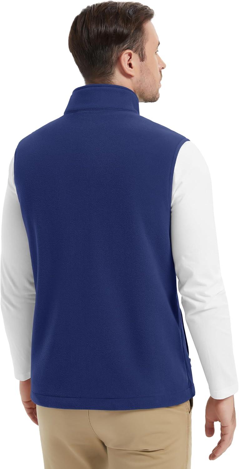 imageMAGCOMSEN Mens Fleece Vest Lightweight Zip Up Winter Vests Outerwear Warm Polar Sleeveless Jacket with Pockets Casual GolfBright Blue