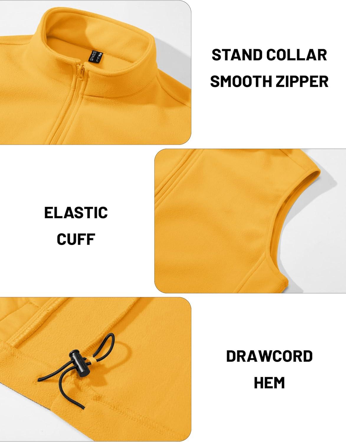 imageMAGCOMSEN Mens Fleece Vest Lightweight Zip Up Winter Vests Outerwear Warm Polar Sleeveless Jacket with Pockets Casual GolfGinger