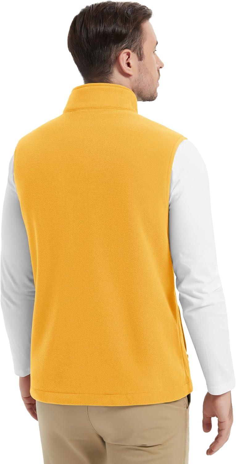 imageMAGCOMSEN Mens Fleece Vest Lightweight Zip Up Winter Vests Outerwear Warm Polar Sleeveless Jacket with Pockets Casual GolfGinger