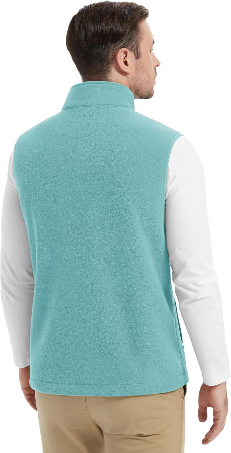 imageMAGCOMSEN Mens Fleece Vest Lightweight Zip Up Winter Vests Outerwear Warm Polar Sleeveless Jacket with Pockets Casual GolfGrey Green
