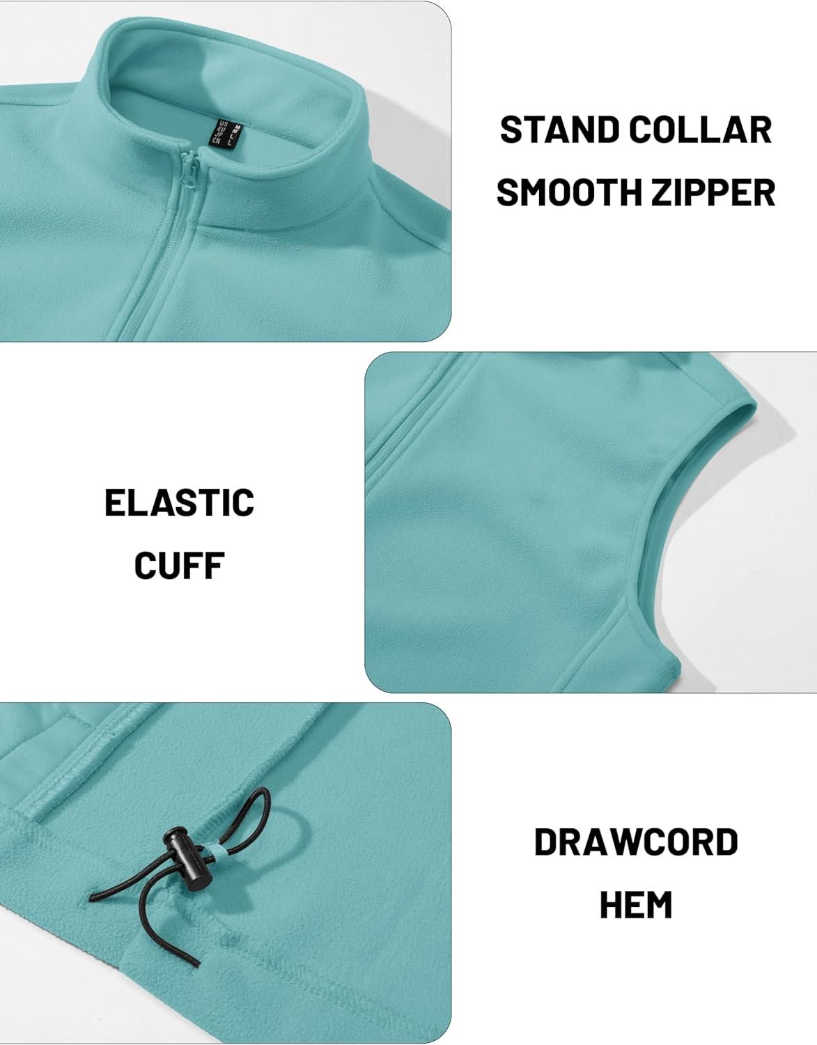 imageMAGCOMSEN Mens Fleece Vest Lightweight Zip Up Winter Vests Outerwear Warm Polar Sleeveless Jacket with Pockets Casual GolfGrey Green