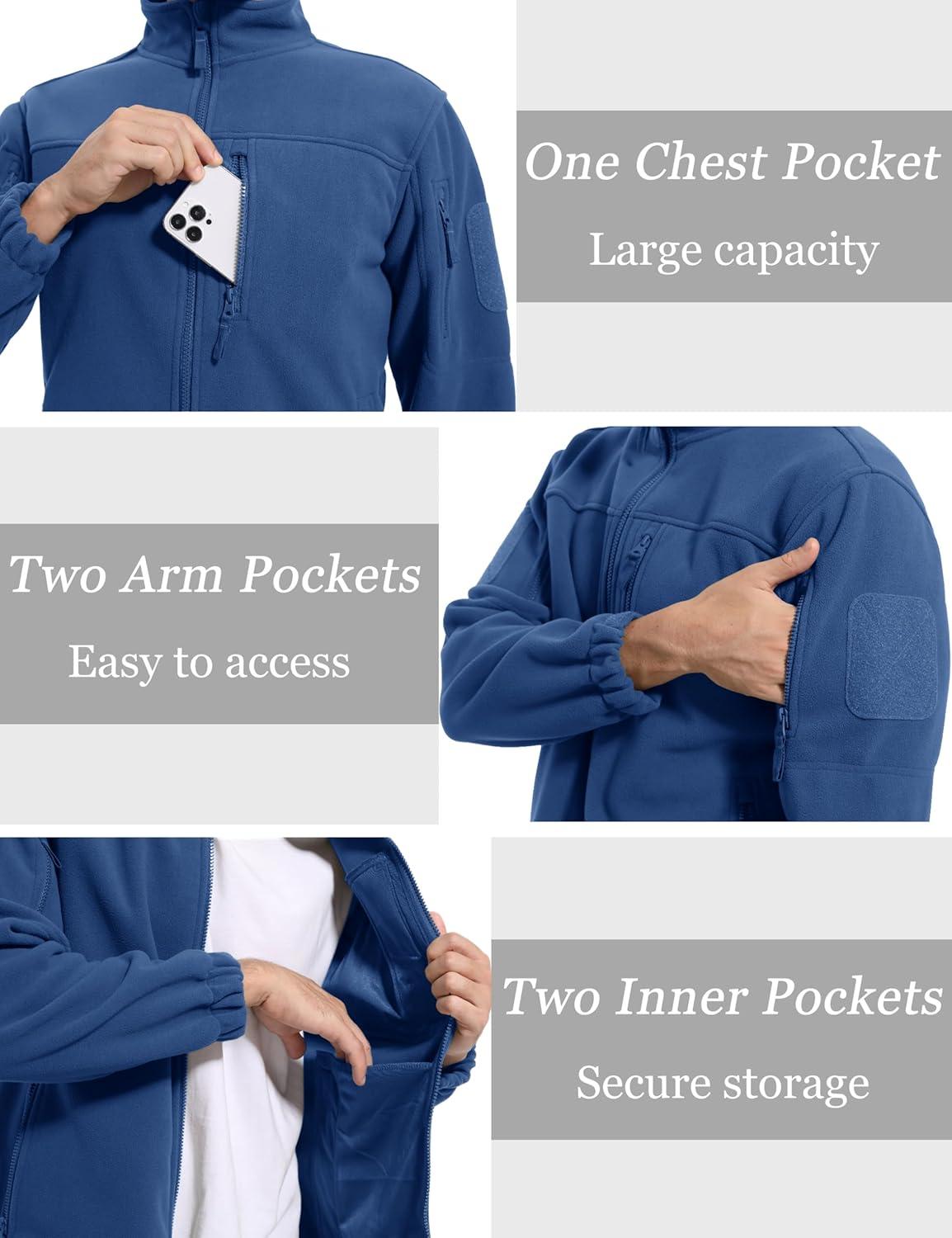 imageMAGCOMSEN Mens FullZip Fleece Jacket Casual Stand Collar Outwear Winter Tactical Jackets Warm Coats