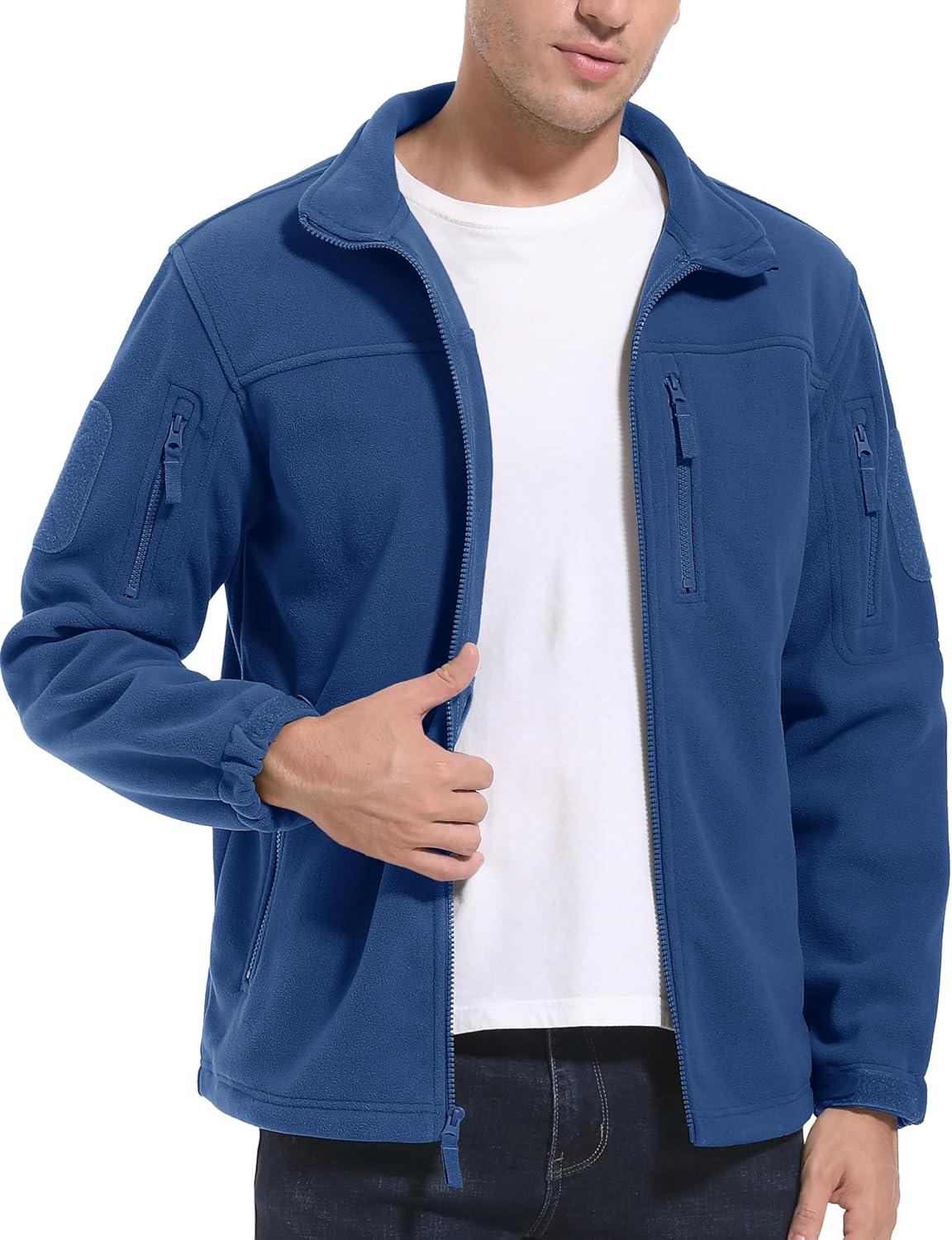 imageMAGCOMSEN Mens FullZip Fleece Jacket Casual Stand Collar Outwear Winter Tactical Jackets Warm Coats