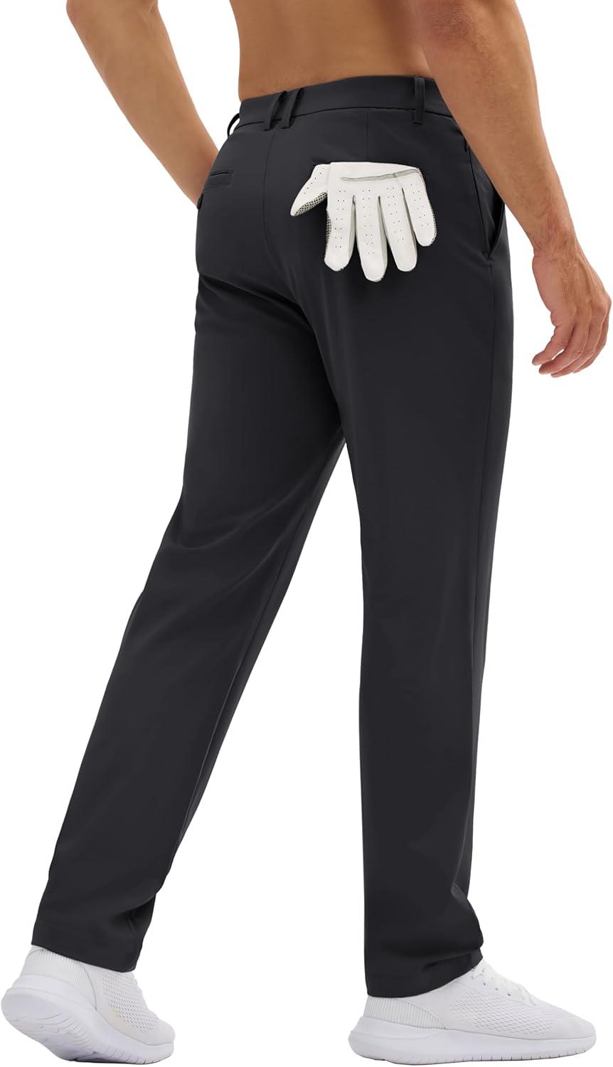 imageMAGCOMSEN Mens Golf Pants Classic Fit  30quot32quot34quot Stretch Water Resistant Quick Dry Flat Front Dress Pants with 5 PocketsBlack