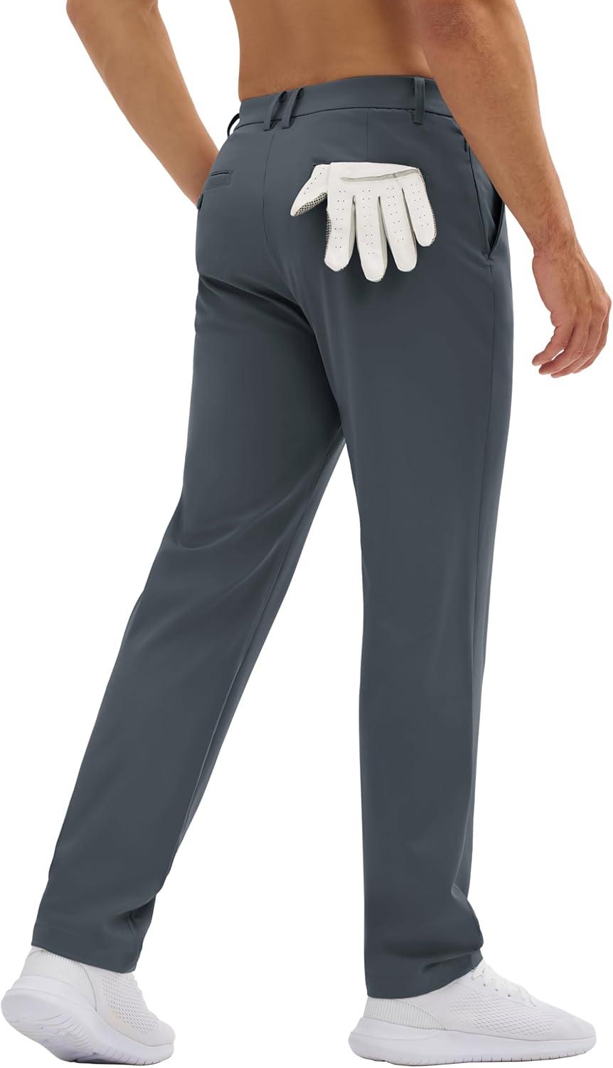 imageMAGCOMSEN Mens Golf Pants Classic Fit  30quot32quot34quot Stretch Water Resistant Quick Dry Flat Front Dress Pants with 5 PocketsDark Grey