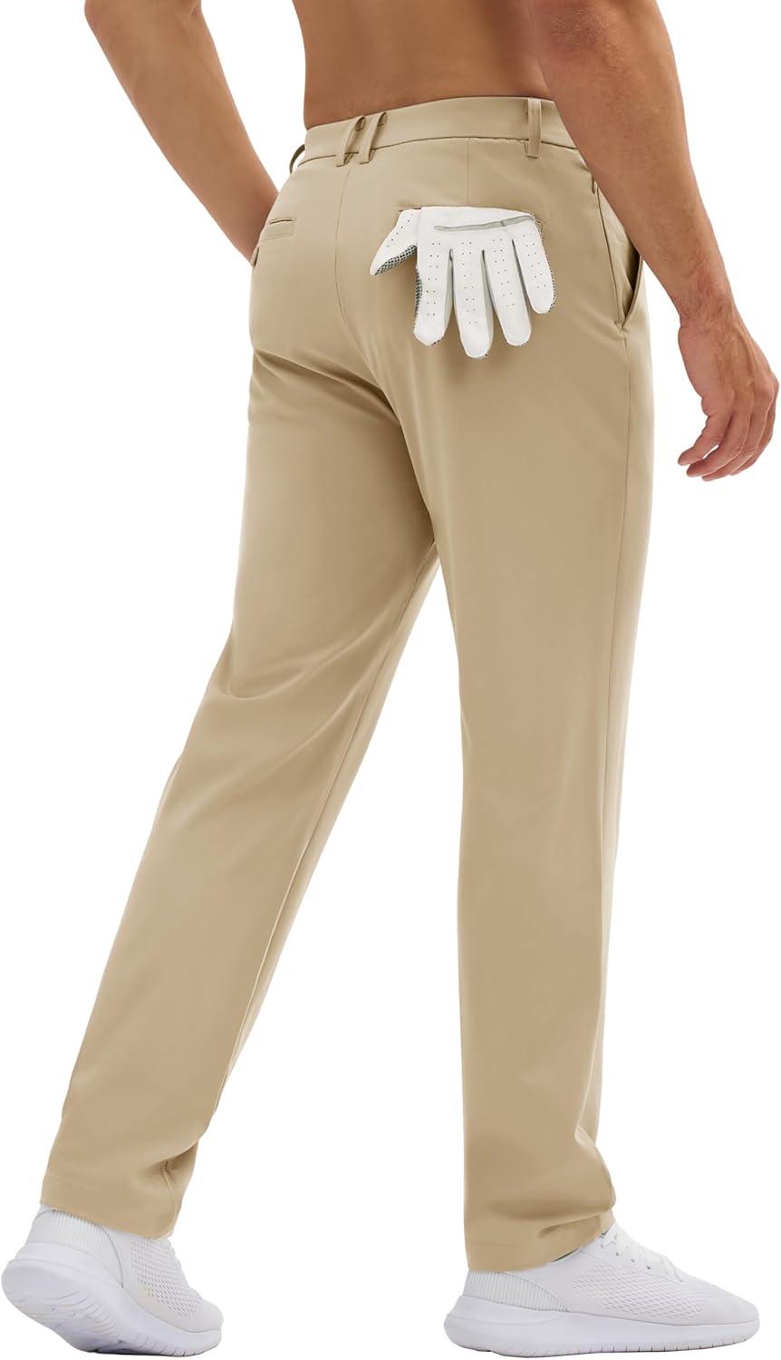imageMAGCOMSEN Mens Golf Pants Classic Fit  30quot32quot34quot Stretch Water Resistant Quick Dry Flat Front Dress Pants with 5 PocketsKhaki