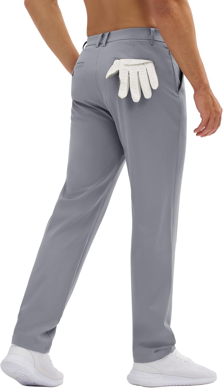 imageMAGCOMSEN Mens Golf Pants Classic Fit  30quot32quot34quot Stretch Water Resistant Quick Dry Flat Front Dress Pants with 5 PocketsLight Grey