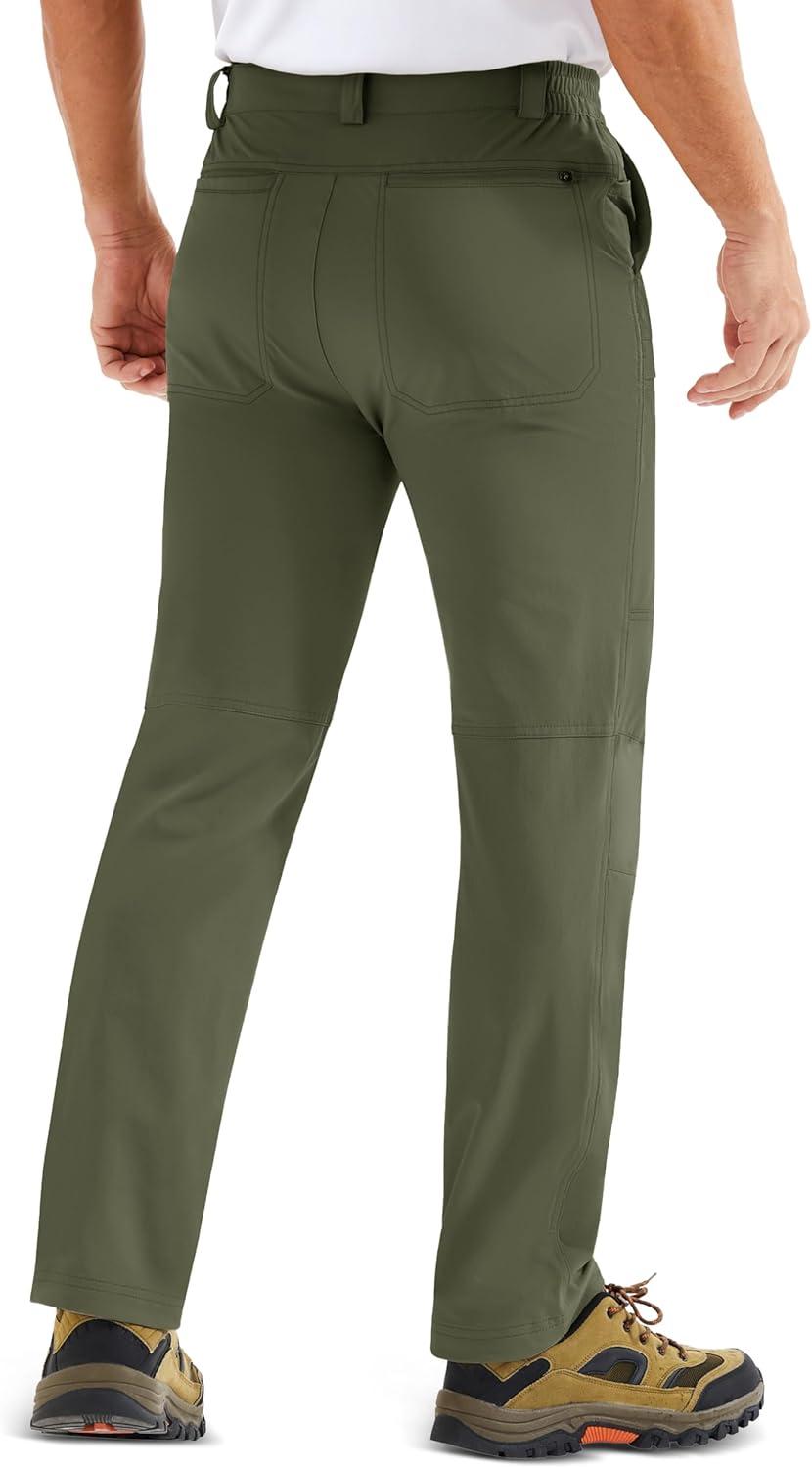 imageMAGCOMSEN Mens Hiking Pants Lightweight Quick Dry 7 Pockets Travel Pants for Men Water Resistant Ripstop Work FishingArmy Green