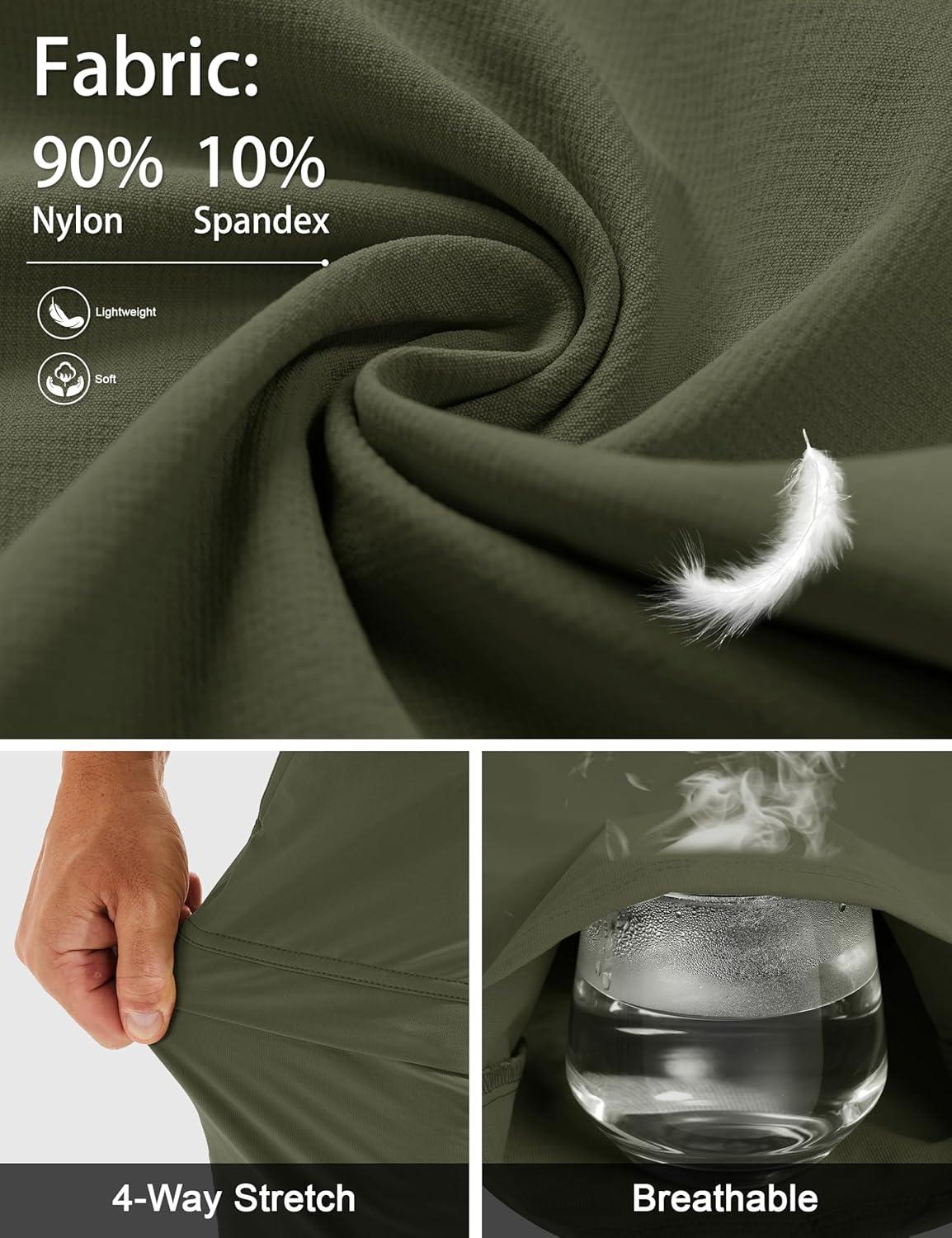 imageMAGCOMSEN Mens Hiking Pants Lightweight Quick Dry 7 Pockets Travel Pants for Men Water Resistant Ripstop Work FishingArmy Green