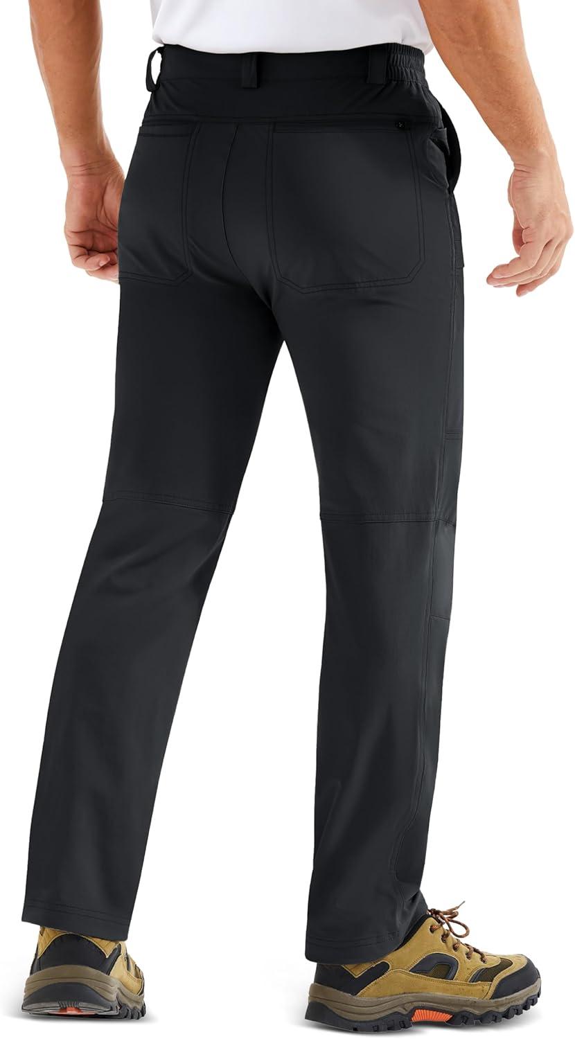 imageMAGCOMSEN Mens Hiking Pants Lightweight Quick Dry 7 Pockets Travel Pants for Men Water Resistant Ripstop Work FishingBlack