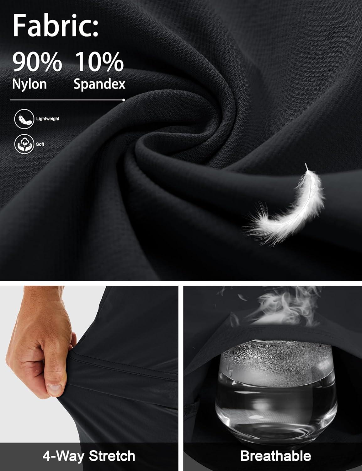 imageMAGCOMSEN Mens Hiking Pants Lightweight Quick Dry 7 Pockets Travel Pants for Men Water Resistant Ripstop Work FishingBlack