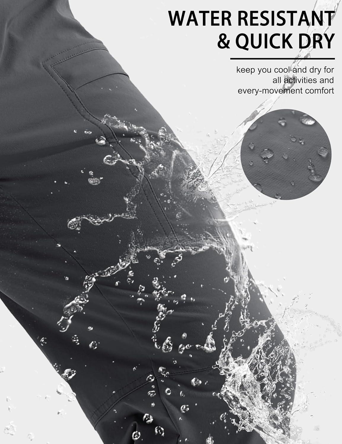 imageMAGCOMSEN Mens Hiking Pants Lightweight Quick Dry 7 Pockets Travel Pants for Men Water Resistant Ripstop Work FishingDark Grey