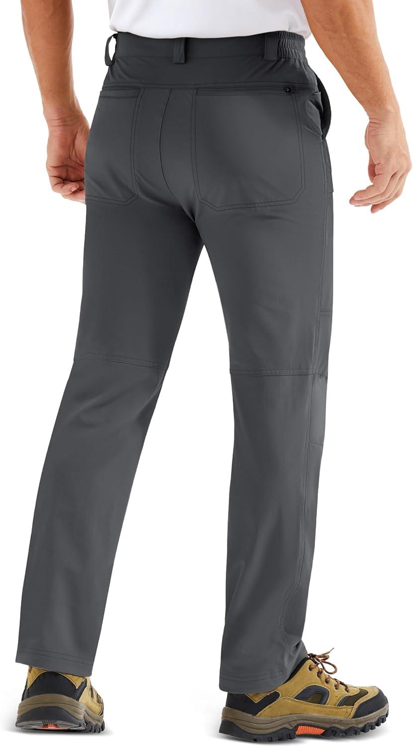 imageMAGCOMSEN Mens Hiking Pants Lightweight Quick Dry 7 Pockets Travel Pants for Men Water Resistant Ripstop Work FishingDark Grey