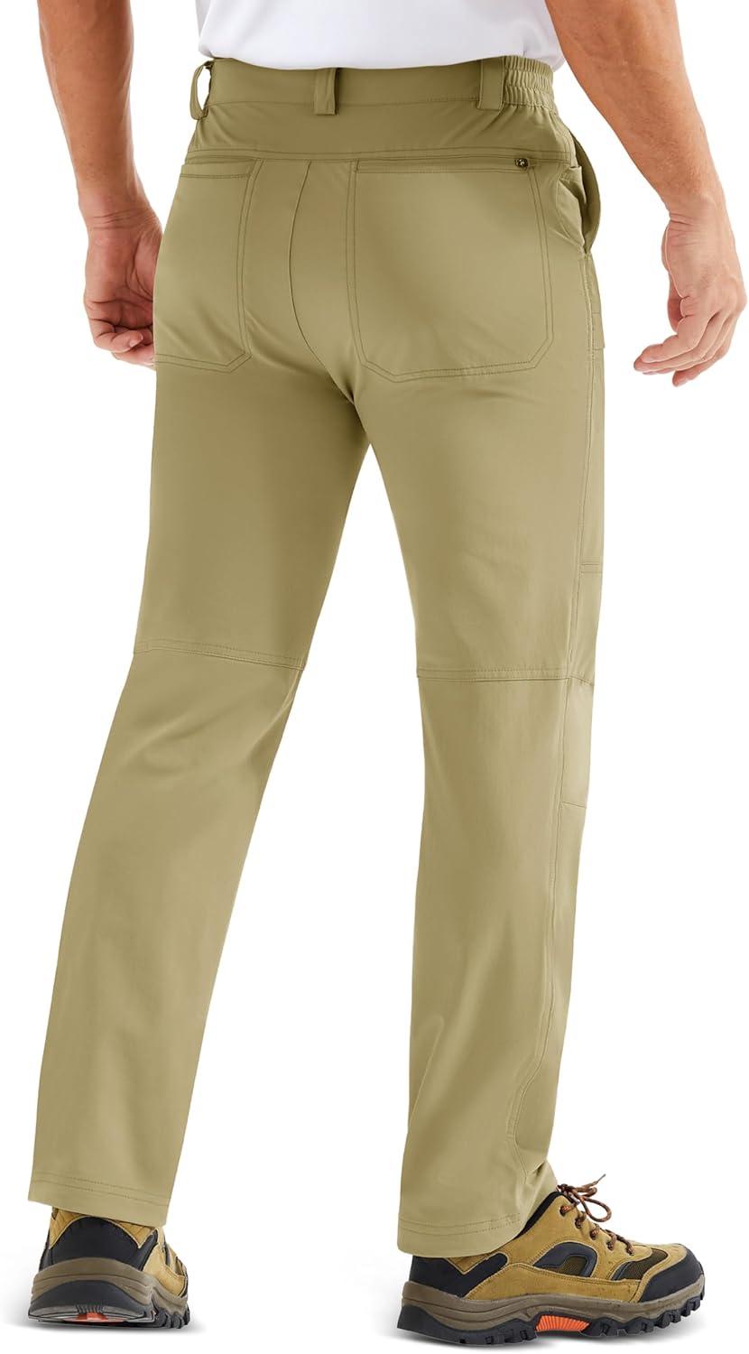 imageMAGCOMSEN Mens Hiking Pants Lightweight Quick Dry 7 Pockets Travel Pants for Men Water Resistant Ripstop Work FishingGreen Khaki