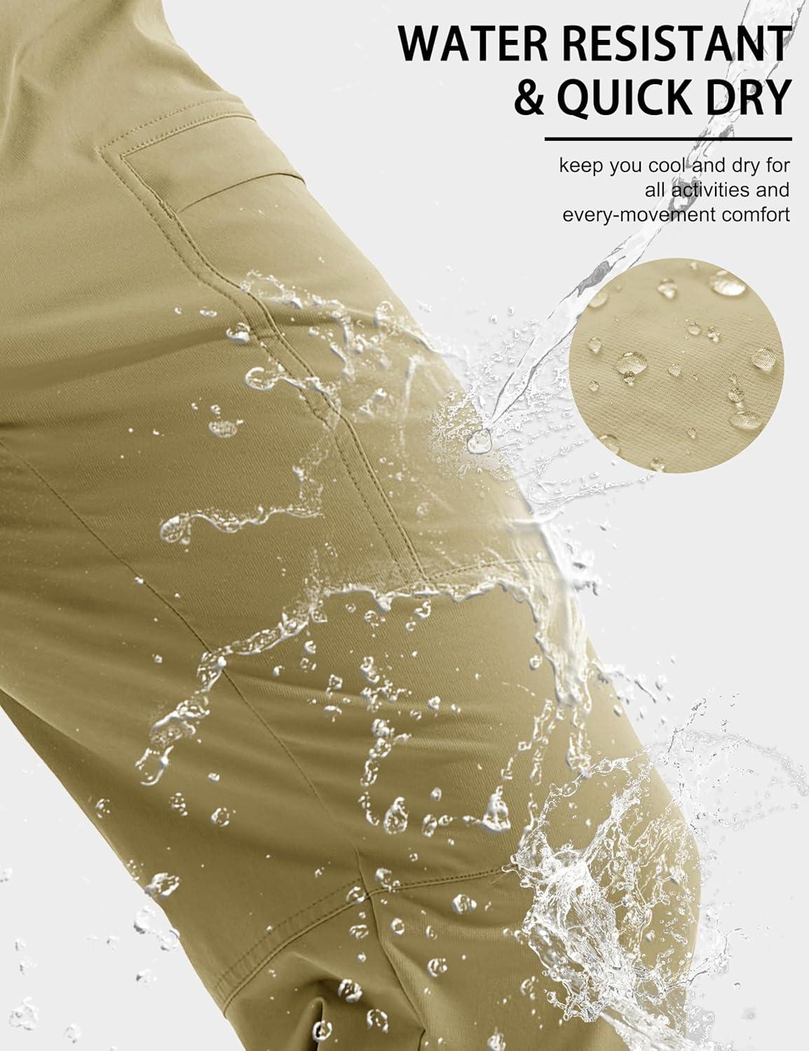 imageMAGCOMSEN Mens Hiking Pants Lightweight Quick Dry 7 Pockets Travel Pants for Men Water Resistant Ripstop Work FishingGreen Khaki
