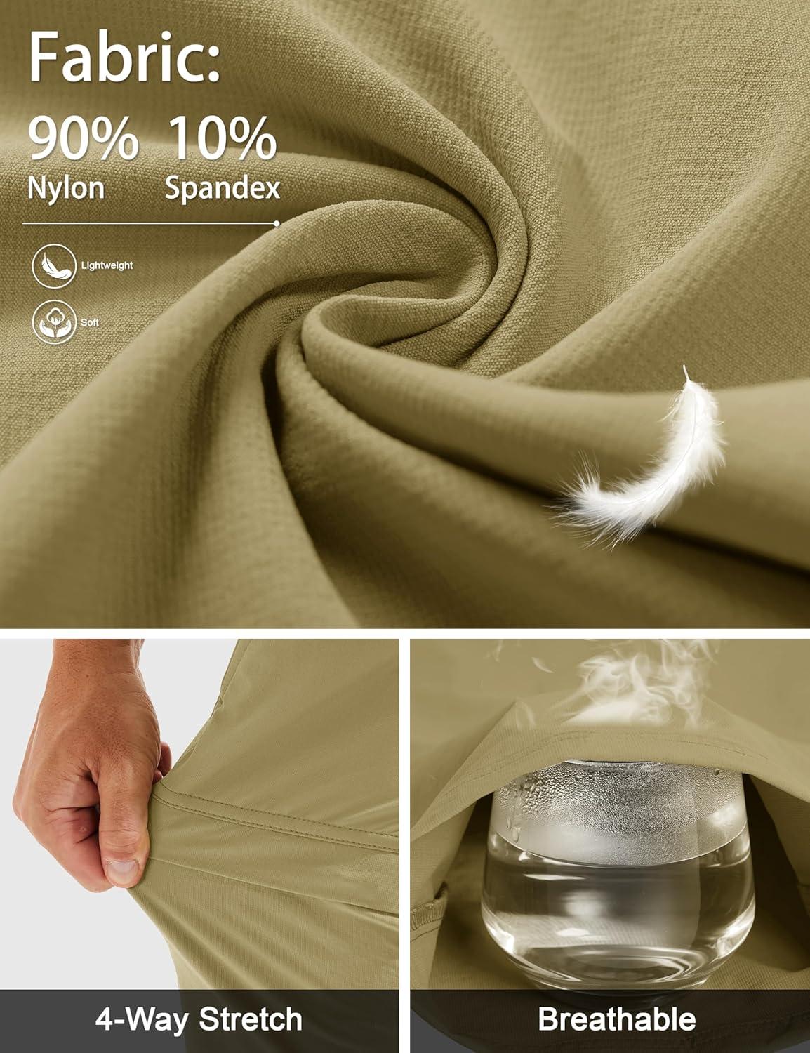 imageMAGCOMSEN Mens Hiking Pants Lightweight Quick Dry 7 Pockets Travel Pants for Men Water Resistant Ripstop Work FishingGreen Khaki