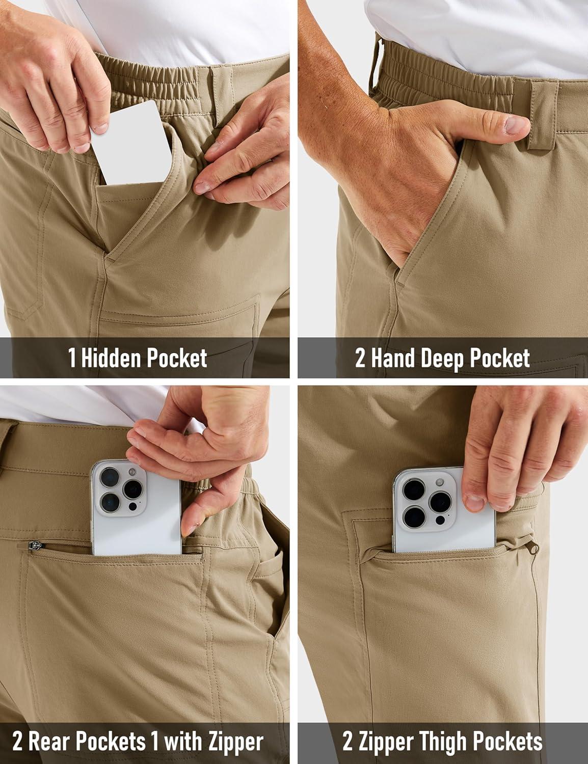 imageMAGCOMSEN Mens Hiking Pants Lightweight Quick Dry 7 Pockets Travel Pants for Men Water Resistant Ripstop Work FishingKhaki