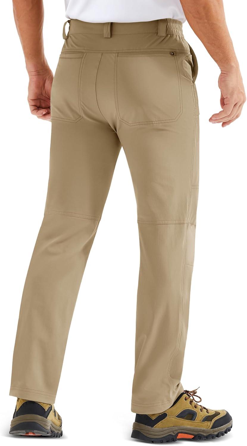 imageMAGCOMSEN Mens Hiking Pants Lightweight Quick Dry 7 Pockets Travel Pants for Men Water Resistant Ripstop Work FishingKhaki