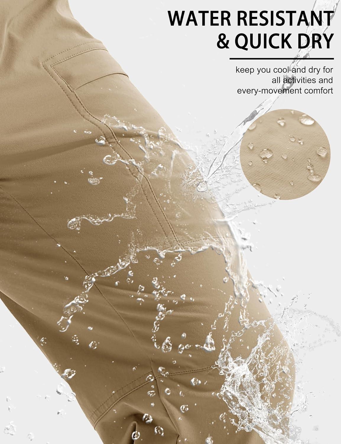 imageMAGCOMSEN Mens Hiking Pants Lightweight Quick Dry 7 Pockets Travel Pants for Men Water Resistant Ripstop Work FishingKhaki