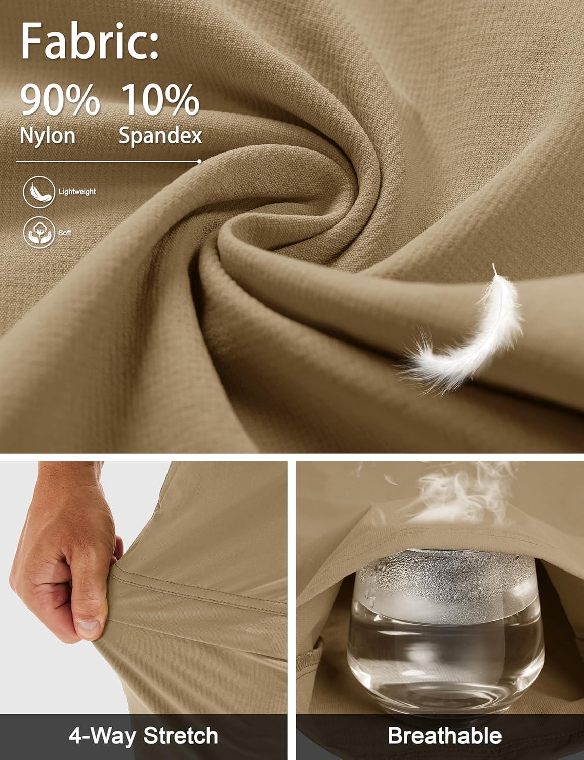 imageMAGCOMSEN Mens Hiking Pants Lightweight Quick Dry 7 Pockets Travel Pants for Men Water Resistant Ripstop Work FishingKhaki
