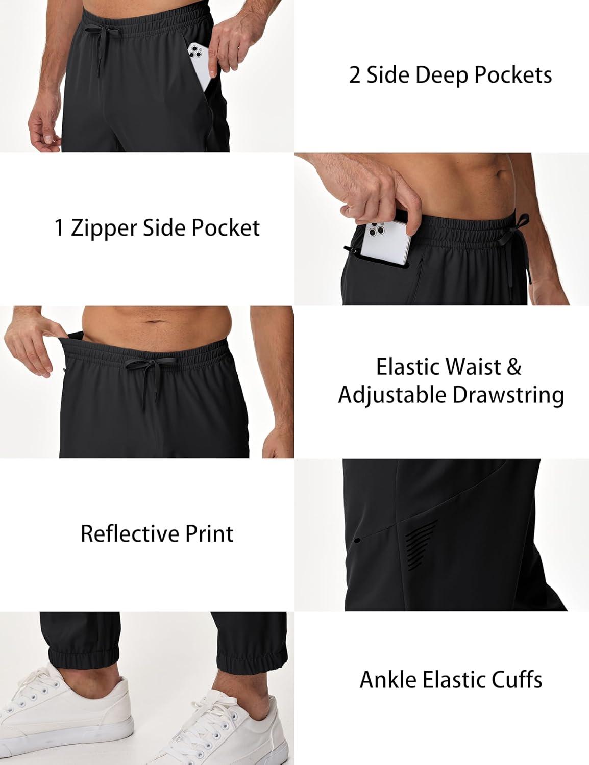imageMAGCOMSEN Mens Hiking Pants Mens Lightweight Pants Quick Dry UPF 50 Joggers Athletic Workout Travel Casual with PocketBlack