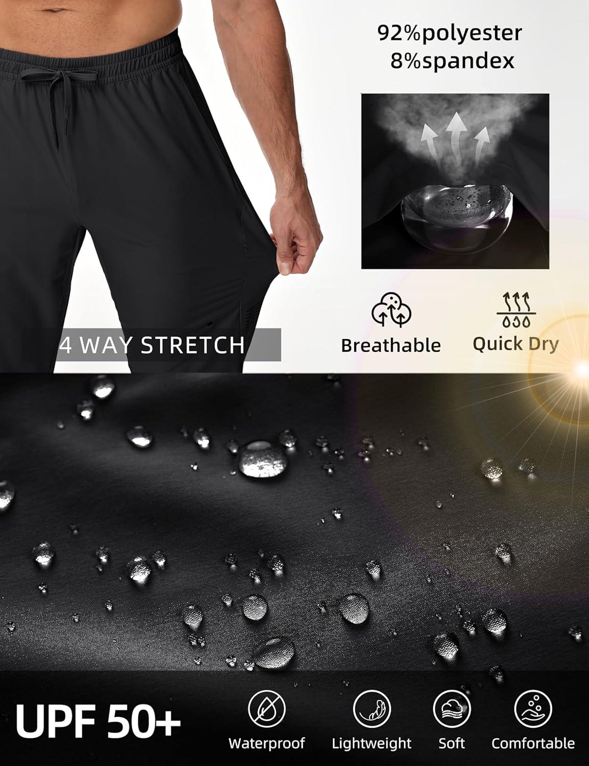 imageMAGCOMSEN Mens Hiking Pants Mens Lightweight Pants Quick Dry UPF 50 Joggers Athletic Workout Travel Casual with PocketBlack