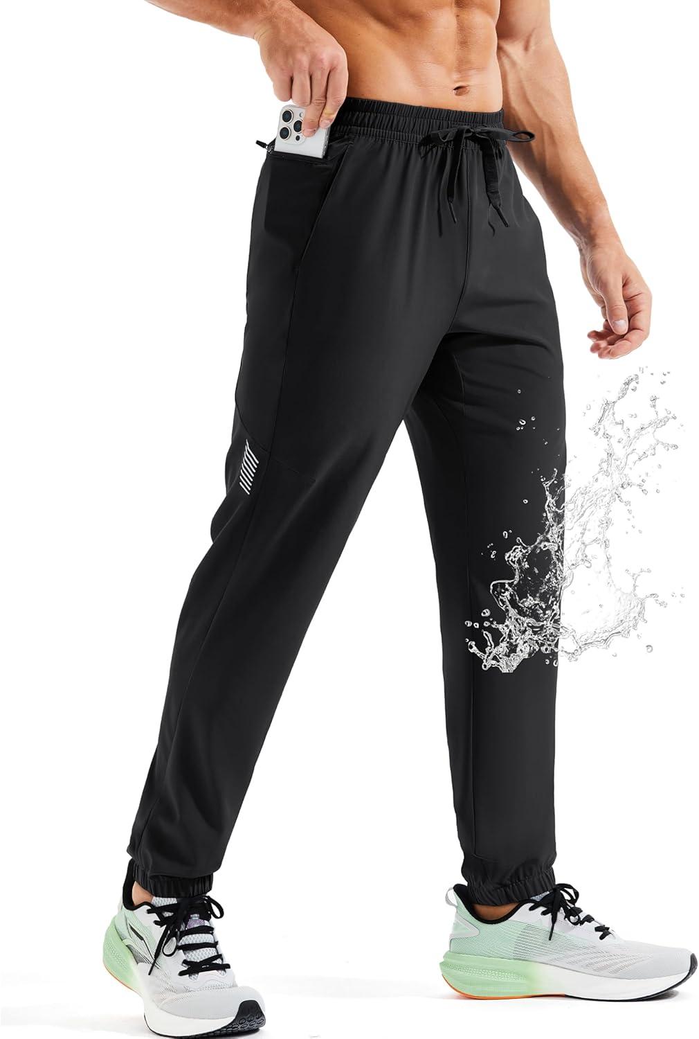 imageMAGCOMSEN Mens Hiking Pants Mens Lightweight Pants Quick Dry UPF 50 Joggers Athletic Workout Travel Casual with PocketBlack