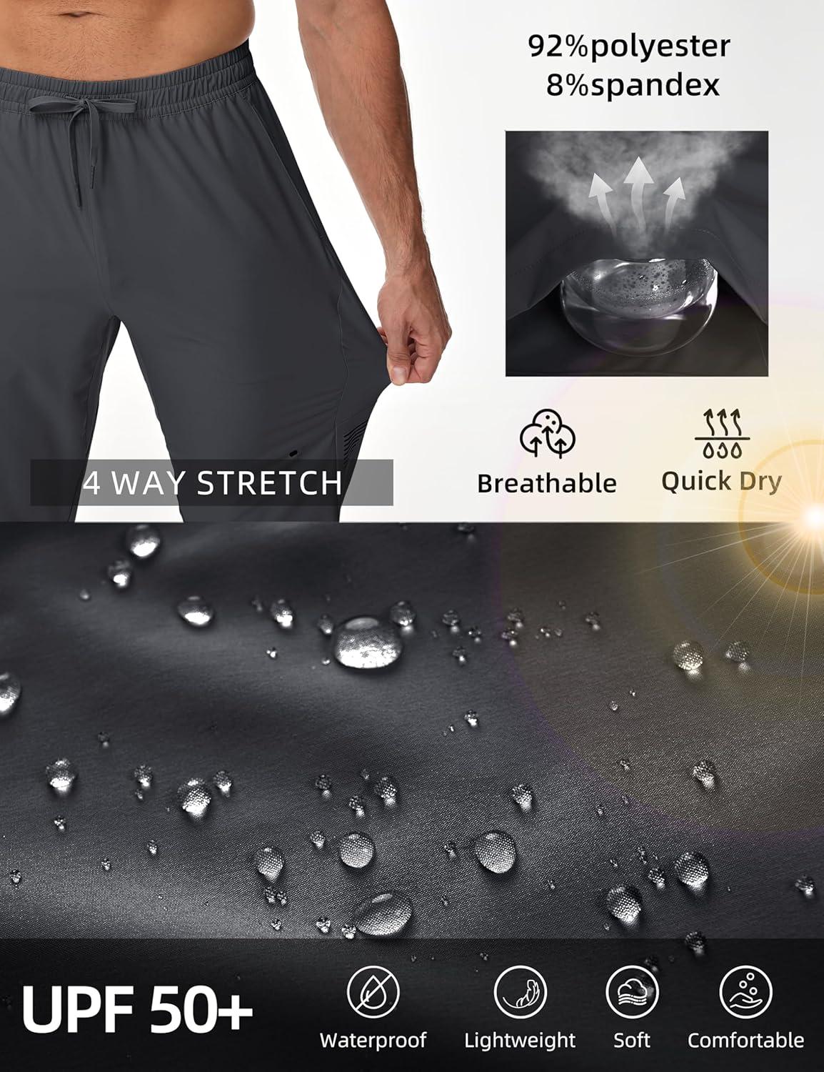 imageMAGCOMSEN Mens Hiking Pants Mens Lightweight Pants Quick Dry UPF 50 Joggers Athletic Workout Travel Casual with PocketDark Grey