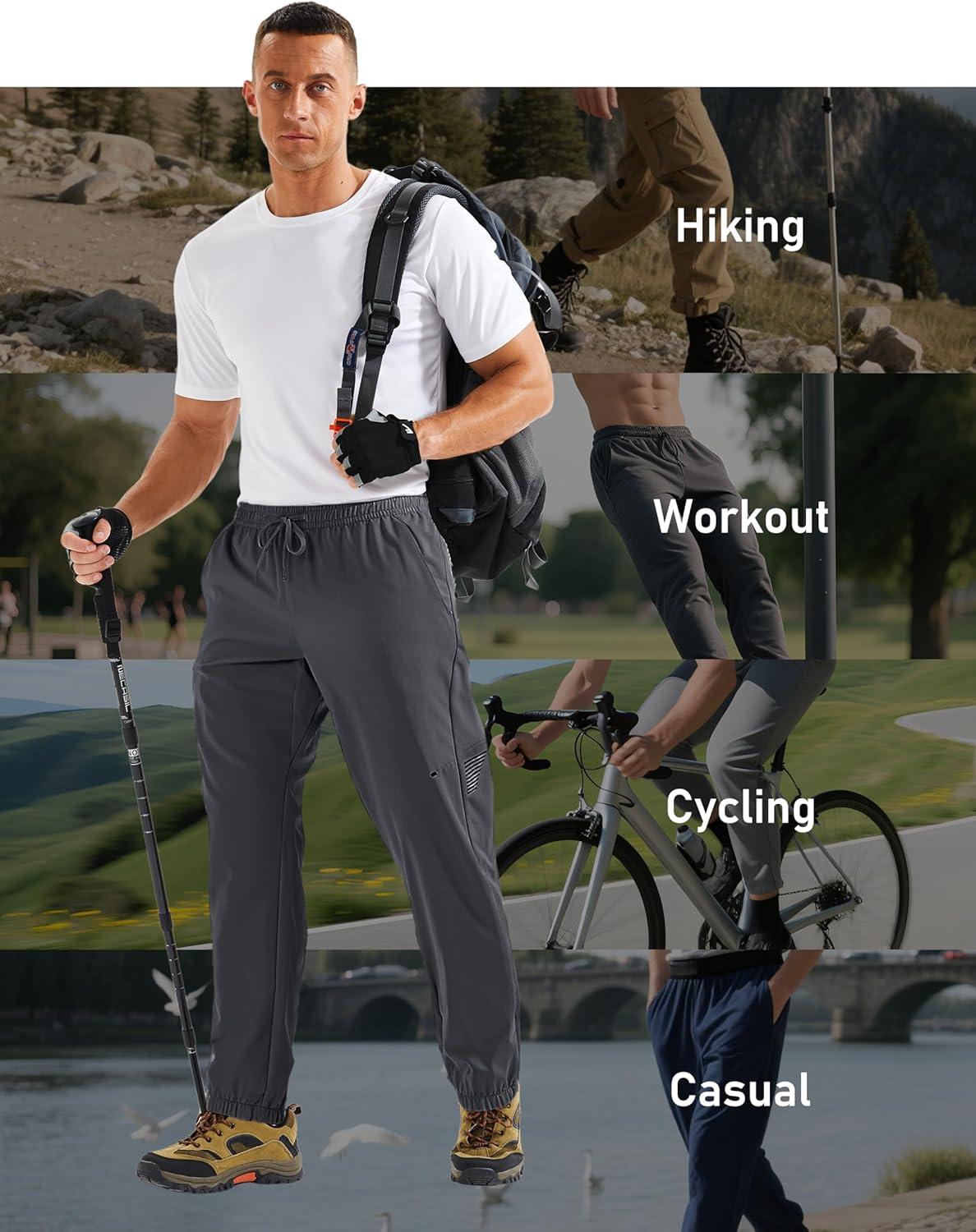 imageMAGCOMSEN Mens Hiking Pants Mens Lightweight Pants Quick Dry UPF 50 Joggers Athletic Workout Travel Casual with PocketDark Grey