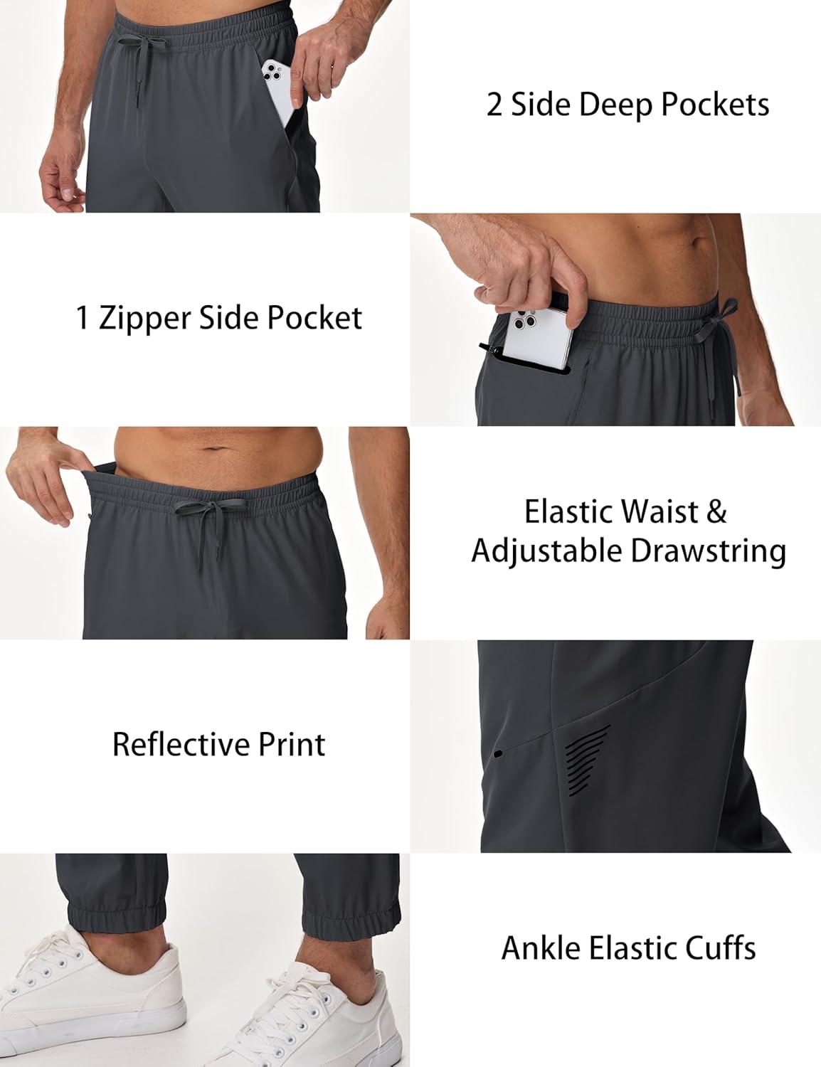 imageMAGCOMSEN Mens Hiking Pants Mens Lightweight Pants Quick Dry UPF 50 Joggers Athletic Workout Travel Casual with PocketDark Grey