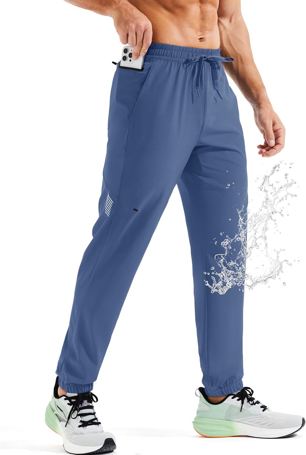imageMAGCOMSEN Mens Hiking Pants Mens Lightweight Pants Quick Dry UPF 50 Joggers Athletic Workout Travel Casual with PocketGrey Blue