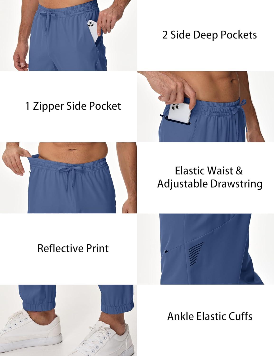 imageMAGCOMSEN Mens Hiking Pants Mens Lightweight Pants Quick Dry UPF 50 Joggers Athletic Workout Travel Casual with PocketGrey Blue