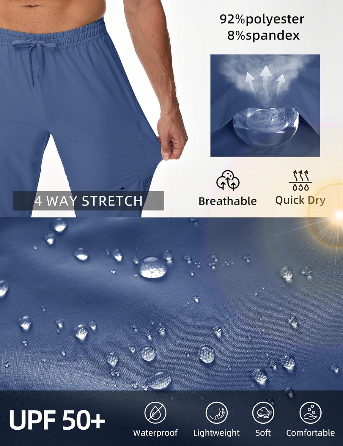 imageMAGCOMSEN Mens Hiking Pants Mens Lightweight Pants Quick Dry UPF 50 Joggers Athletic Workout Travel Casual with PocketGrey Blue