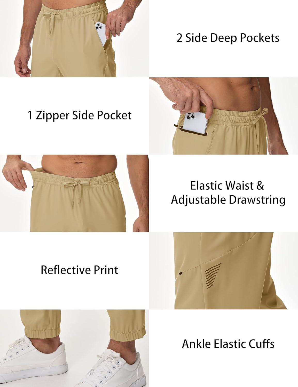 imageMAGCOMSEN Mens Hiking Pants Mens Lightweight Pants Quick Dry UPF 50 Joggers Athletic Workout Travel Casual with PocketKhaki