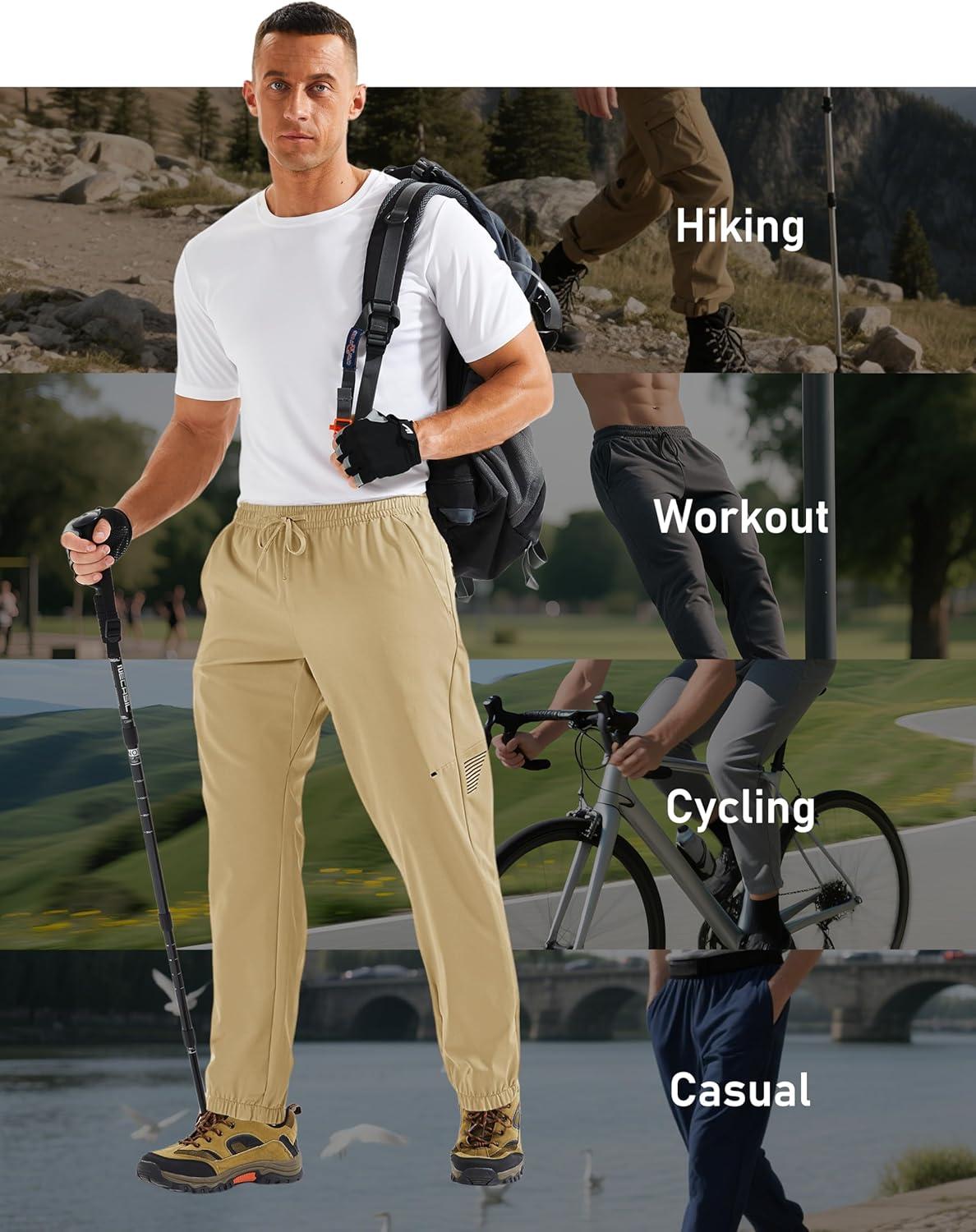 imageMAGCOMSEN Mens Hiking Pants Mens Lightweight Pants Quick Dry UPF 50 Joggers Athletic Workout Travel Casual with PocketKhaki